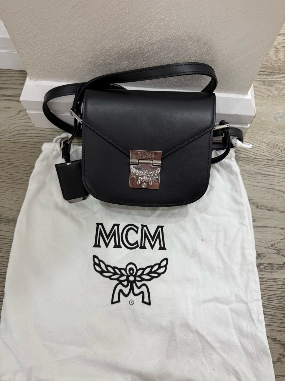 MCM Calfskin Patricia Crossbody Bag or Shoulder Bag with Silver Hardware